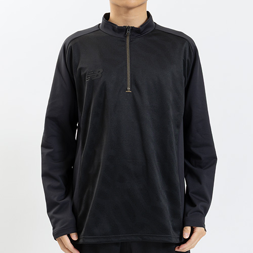 Black Out ストレッチニットハーフジップトップ