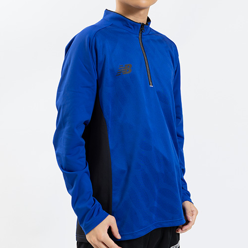 Black Out ストレッチニットハーフジップトップ