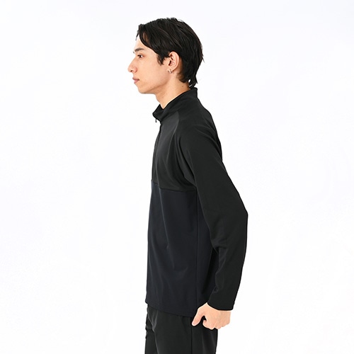 Black Out ジャガードトラックニットハーフジップトップ