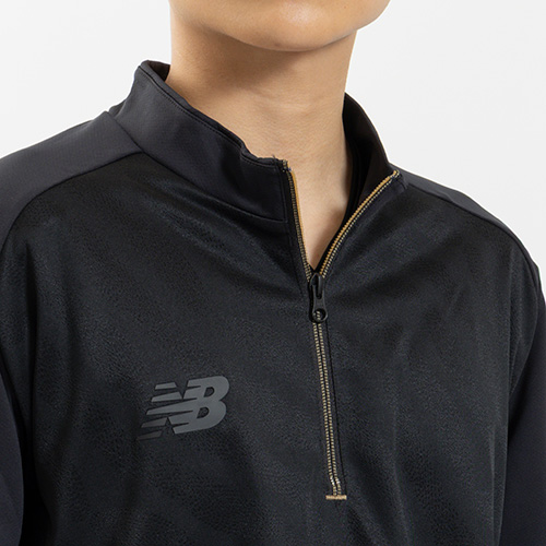 Black Out ストレッチニットハーフジップトップ