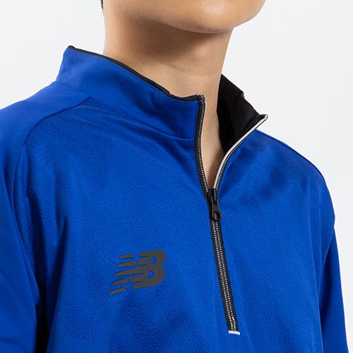 Black Out ストレッチニットハーフジップトップ