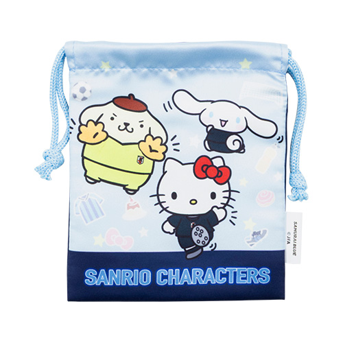 サンリオキャラクターズ ミニプリント巾着 サッカー日本代表Ver. (ポムポムプリン、キティ、シナモロール)