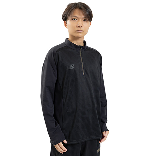 Black Out ストレッチニットハーフジップトップ